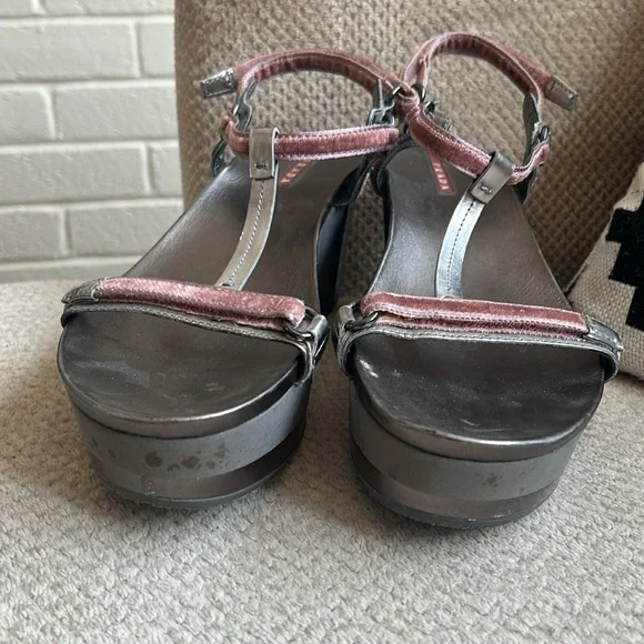 PRADA Metallic & Velvet Wedge Sandals - Picture 7 of 10
